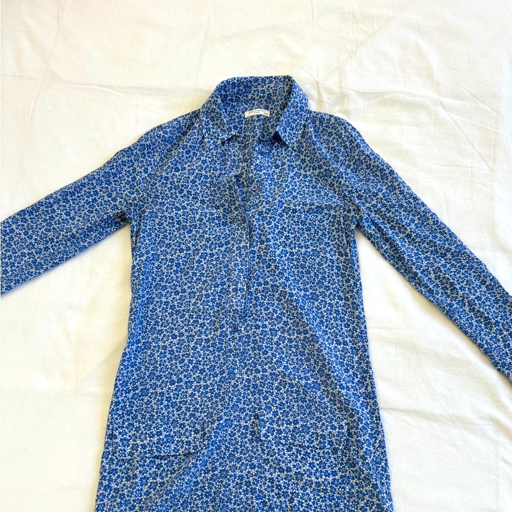 Equipment Femme Silk Blue Flower Dress